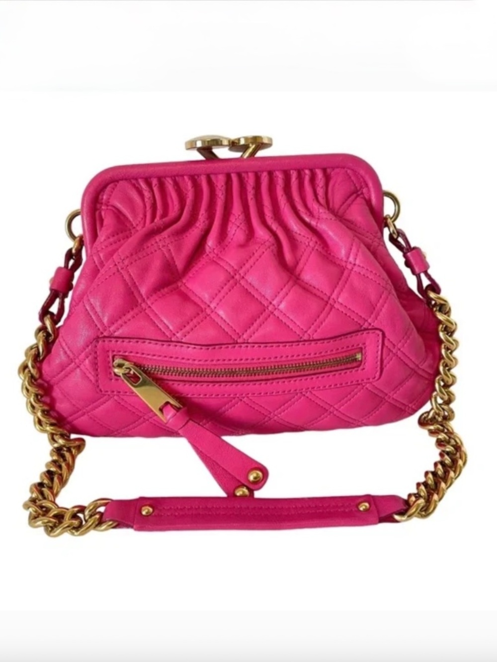 Marc Jacobs Hot Pink Quilted Little Stam Lambskin Leather Shoulder Bag